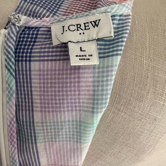 J. Crew Pastel Plaid Sleeveless MIDI Dress Smocked LG Spring Beach Cruise - Picture 4 of 8